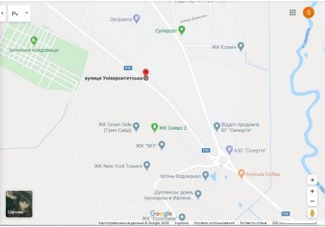 Білборд, Бігборд (Борд)  A у Ірпені, 3х6  Ирпень, ул.Университетская, напр. с Новой трассы на Ирпень схема