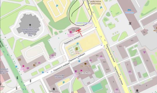 Видеоборд A в Житомире, 2,8х6,4  пл.Перемоги, 13, центр міста, офіси, зупинка транспорту, ЦНАП, "Єва" - 457201 схема