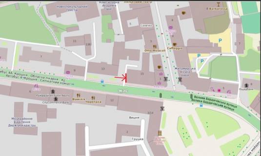 Видеоборд B в Житомире, 2,8х4,8  ул.Б.Бердичевская, 15, центр, обладминистрация, горсовет, пешеходная зона, кафе, рестораны - 382967 схема