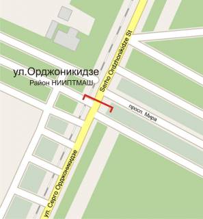 Билборд B в Краматорске, 6м*3м  ул. Орджоникидзе, р-н здания № 10 (НИИПТМАШ) схема