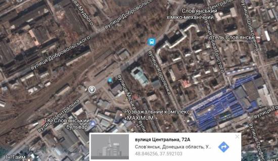 Билборд A в Славянске, 3x6  вул. Центральна (автовокзал) схема