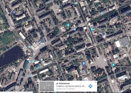 Білборд, Бігборд (Борд)  B у Слов'янську, 3х6  перехрестя вул.Банківська/вул. Г.Лозановича (р-н САТУ) схема