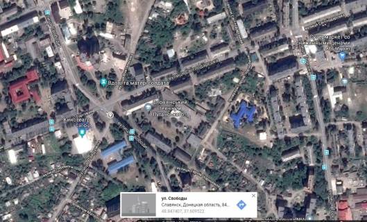 Білборд, Бігборд (Борд)  A у Слов'янську, 3х6  вул. Свободи (р-н кінотеатра "Сапфір") схема