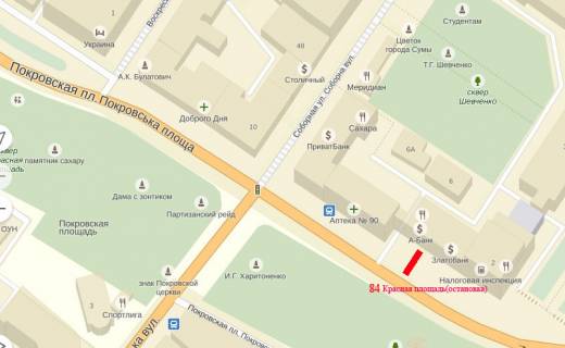 Ситилайт B в Сумах, 1,2х1,8   Красная площадь(остановка) схема