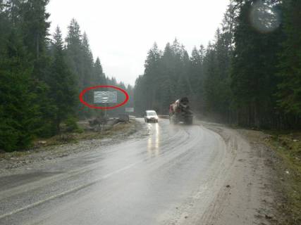 Білборд, Бігборд (Борд)  B у , , 3x6  Траса Н-09 Мукачево-Львів, дорога від Буковеля до Івано-Франківська (с.Поляниця), 4 км 400 м від Буковеля, напрямок руху на Івано-Франківськ Фото 1