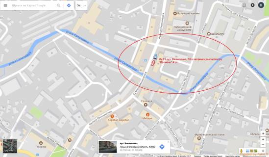 Сiтiлайт A у Луцьку, 1,8х1,2  вул. Винниченка, 16 в напрямку до кінотеатру "Промень" А ст схема