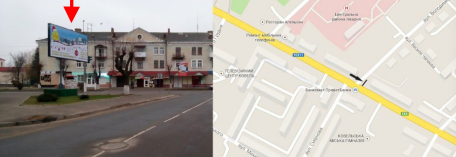 Билборд B в Ковеле, 3х6  м. Ковель, перехрестя вул.Незалежності (центральна пошта)- вул.Смірнова фото 1