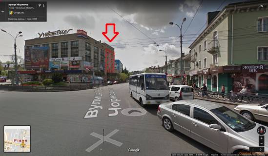 Брандмауэр A в Ровно вул. Соборна, 17 вихід на вул. В. Чорновола ЦУМ 11,5х13,5м фото 1