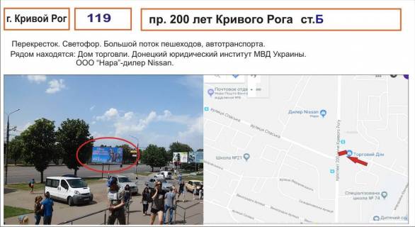 Білборд, Бігборд (Борд)  B у Кривому Розі пр. 200-річчя Кривого Рогу, поряд з апостоловським супкрмаркетом одягу перехрестя. Фото 1