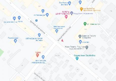 Видеоборд A в Черкассах, 2.32x3.14  Благовісна вул. - Небесної Сотні вул., (розширення 480х336) - 451224 схема