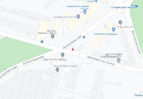 Видеоборд A у Одесі Краснова вул. - Артилерійська вул. - Середньофонтанська вул. - 382195 схема
