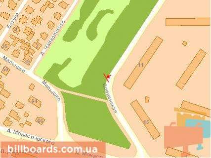 Билборд A в Тернополе, Щит 3x6  Слівенська вул / Лесі Українки вул, з центру схема