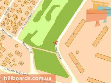 Билборд B в Тернополе, Щит 3x6  Слівенська вул / Лесі Українки вул, в центр схема