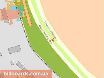 Билборд A в Луцке, Щит 3x6  Карпенка-Карого вул., розподілювач, АЗС Мавекс, в центр схема