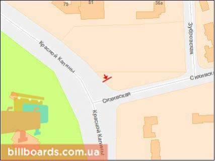 Білборд, Бігборд (Борд)  B у Львові, Щит 3x6  Перехрестя пр. Червоної Калини  з вул. Сихівською (Кінотеатр ім. Довженка) схема