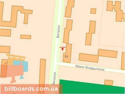 Білборд, Бігборд (Борд)  A у Житомирі Вітрука вул, 57 схема