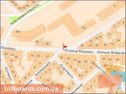 Ситилайт A в Львове Бандеры С. ул., в зоне перекрестка с Карпинского ул. схема