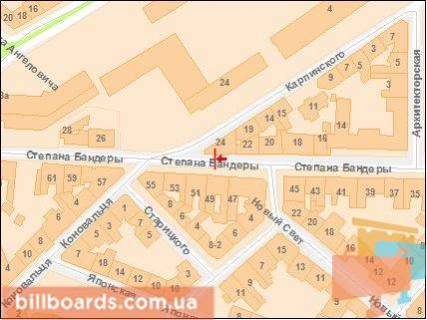 Ситилайт A в Львове Бандеры С. ул. 24, в зоне перекрестка с Карпинского ул. схема