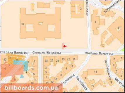 Ситилайт A в Львове Бандеры С. ул., в зоне перекрестка с Профессорской ул. схема