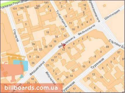 Ситилайт B в Львове, Сітілайт 1.2х1.8  Федьковича, 13. схема