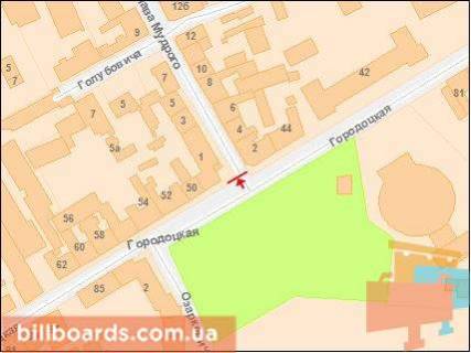 Ситилайт B в Львове, 1.2х1.8  Городоцька вул. (у зоні перехр. з вул. Я. Мудрого). схема