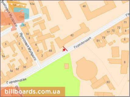 Сiтiлайт B у Львові, Сітілайт 1.2х1.8  Городоцька вул., 42 (навпроти лівого кута буд. №79). схема