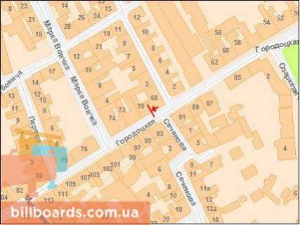 Сiтiлайт A у Львові, Сітілайт 1.2х1.8  Городоцька вул., 72 схема