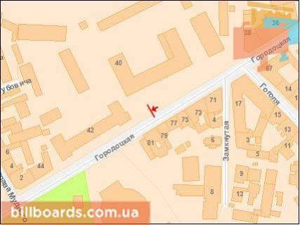 Ситилайт A в Львове, Сітілайт 1.2х1.8  Вул.Городоцька 40, місце №1. схема