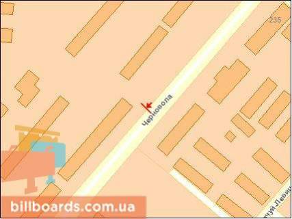 Билборд B в Черкассах, Щит 3x6  Чорновола В'ячеслава вул. ,160 схема