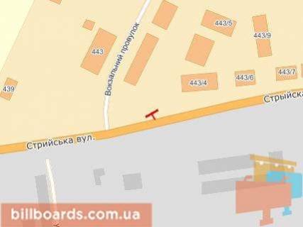 Билборд A в Дрогобыче, Щит 3x6  Грушевського вул., 117 схема