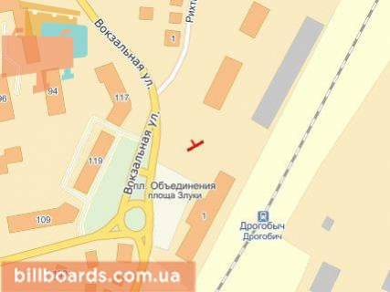 Билборд A в Дрогобыче Вокзальная ул, справа схема