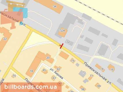 Білборд, Бігборд (Борд)  A у Білій Церкві, Щит 3x6  Привокзальна вул., 20, центр схема