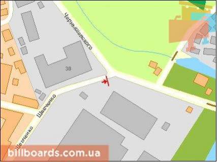 Билборд B в Луцке, Щит 3x6  Шевченка вул / Урицького вул, в центр  схема