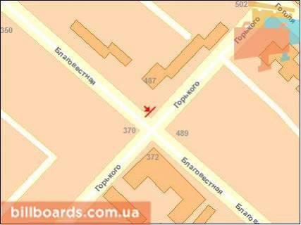 Билборд B в Черкассах, Щит 3x6  Благовісна вул. - Іллєнка Юрія вул. схема