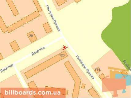 Билборд A в Чернигове, Щит 3x6  Соборності (Доценко) вул., 30, перетин вул. В.Коваленка (Г. Пухова) схема