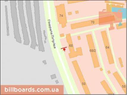 Билборд A в Одессе, Щит 3x6  Євгена Танцюри (Генерала Петрова) вул., 68 схема