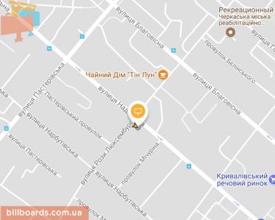 Билборд A в Черкассах, Щит 3x6  Надпільна вул./ Гуржіївська вул. схема