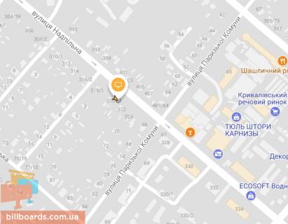 Билборд A в Черкассах, Щит 3x6  Надпільна вул. / Юркевича пров. схема