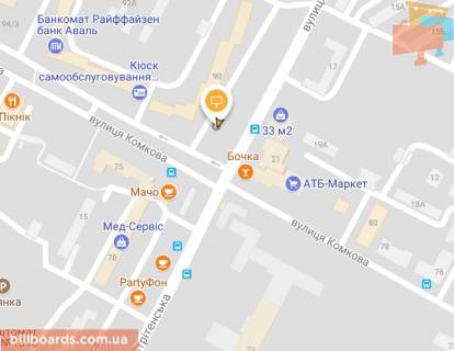 Билборд A в Херсоне, Щит 3x6  Стрітенська вул. / Комкова вул., лівий схема