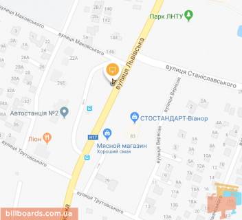 Білборд, Бігборд (Борд)  A у Луцьку, Щит 3x6  Львівська вул, 71, з центру схема
