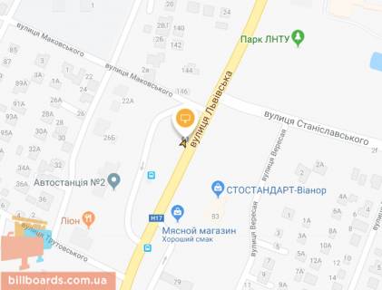 Білборд, Бігборд (Борд)  B у Луцьку, Щит 3x6  Львівська вул, 71, в центр схема