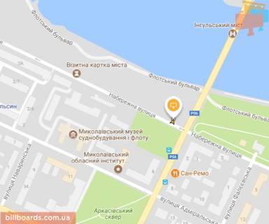 Билборд B в Николаеве Пушкинская ул / Набережная ул схема