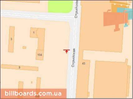 Билборд B в Львове, Щит 3x6  Стрийська вул, 104, в центр схема