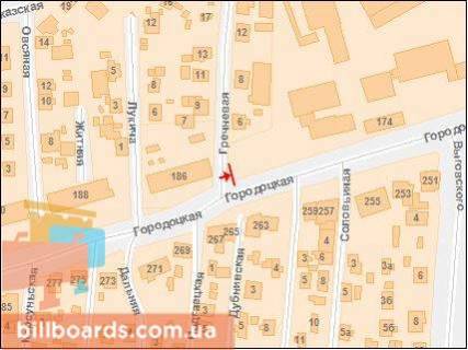 Билборд B в Львове Городоцкая ул., 186 схема
