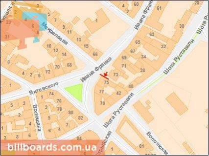 Билборд B в Львове, Щит 3x6  Франко Ів вул, 75, верхній, до вул Вітовського схема