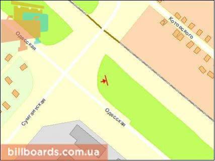 Билборд A в Черкассах, Щит 3x6  Одеська вул / Сумгаїтська вул, з боку ЗТА, в центр схема