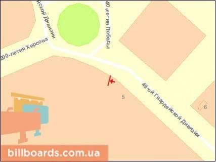 Білборд, Бігборд (Борд)  B у Херсоні, Щит 3x6  Каховська пл, правий схема