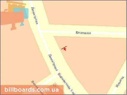 Билборд A в Херсоне, Щит 3x6  Вірьовчина 1-а вул / Заменгофа вул схема