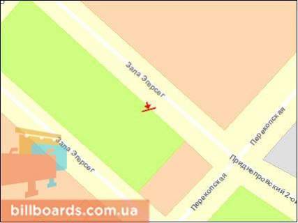 Билборд A в Херсоне, Щит 3x6  Залаегерсег вул / Перекопська вул схема