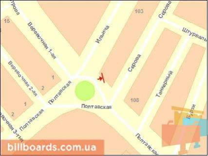 Билборд A в Херсоне, Щит 3x6  5000 схема